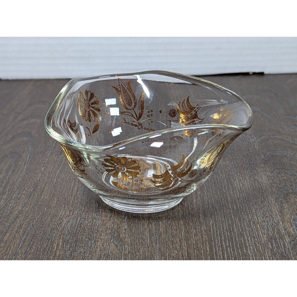 VTG Georges Briard Persian Garden Gold Glass Bowl Candy Nuts Cocktail Slices